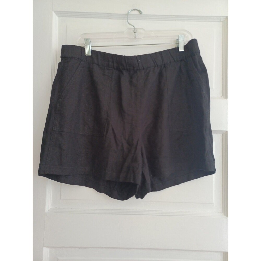 J. Crew new black linenblend shorts womens L pull-on pockets beach minimalist
